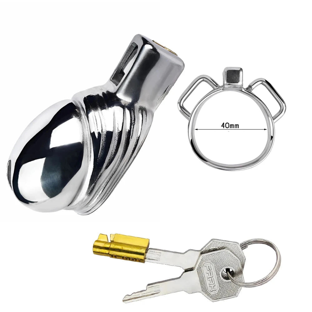 Cage de chastete micro penis en métal avec ceinture amovible