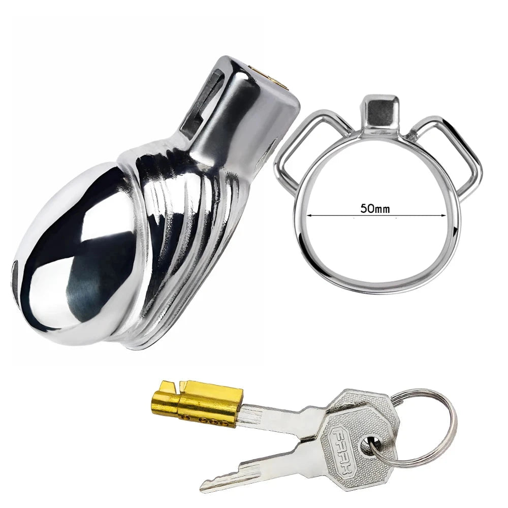 Cage de chastete micro penis en metal avec ceinture amovible