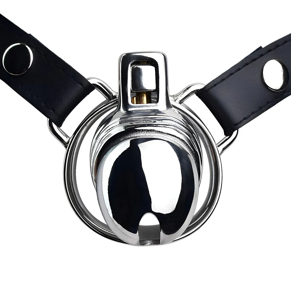 Cage de chastete micro penis en metal avec ceinture amovible avec ceinture