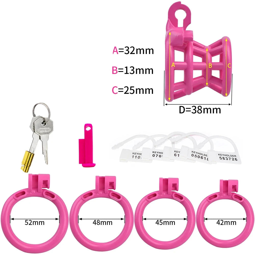 Cage de chastete negative en plastique rose