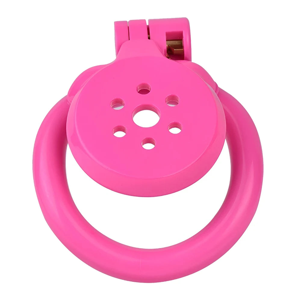 Cage de chastete plate en plastique rose