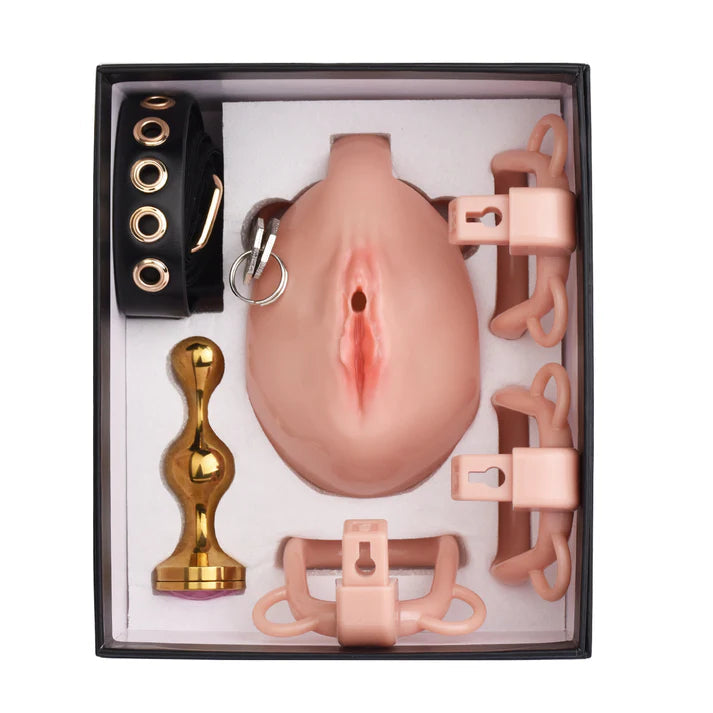 Cage vagin integral peau plug dore