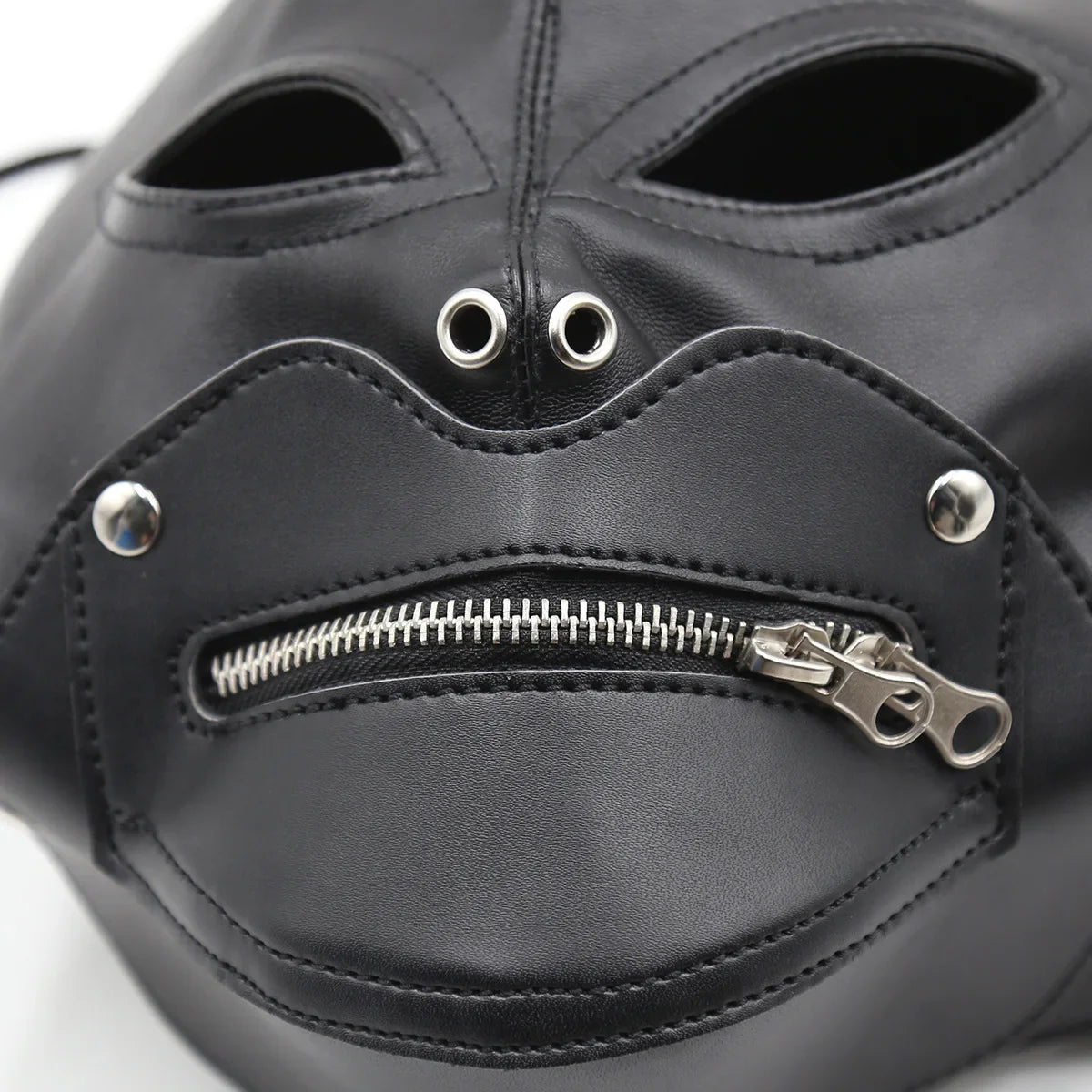 Cagoule BDSM fermeture zip bouche 2