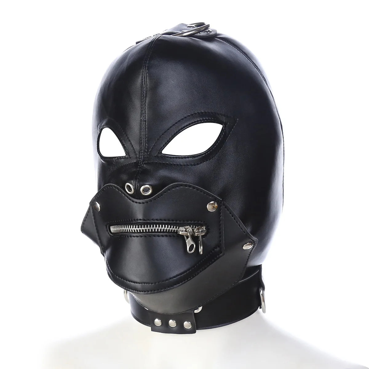 Cagoule BDSM fermeture zip bouche