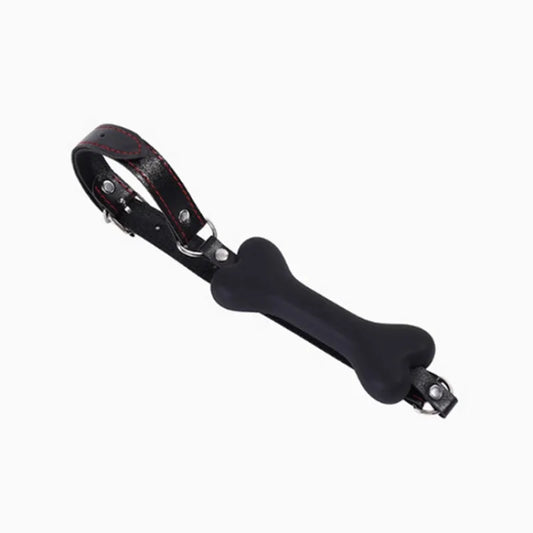 Bâillon BDSM Os pour Toutou en silicone noir