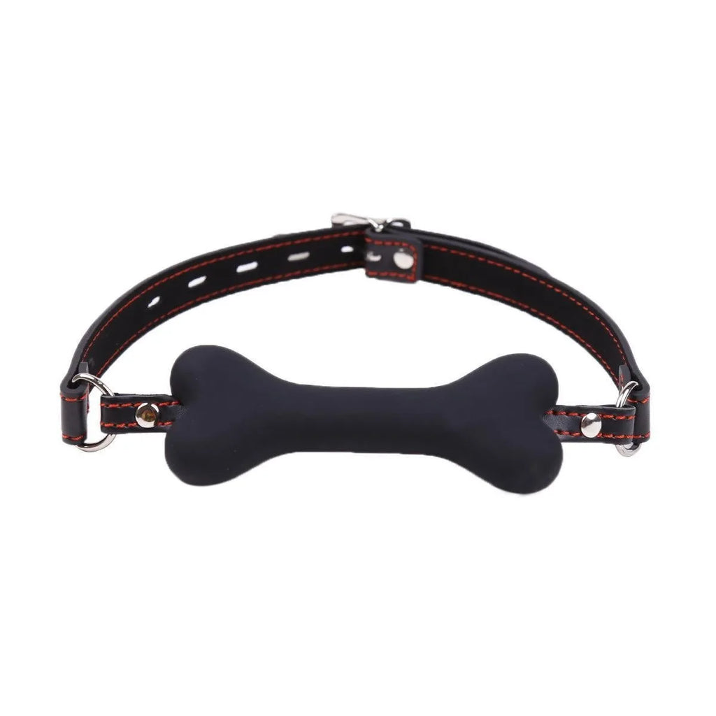 Bâillon BDSM Os pour Toutou en silicone noir