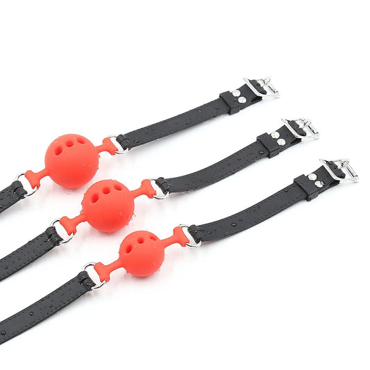 Ball Gag en silicone rouge et noir 