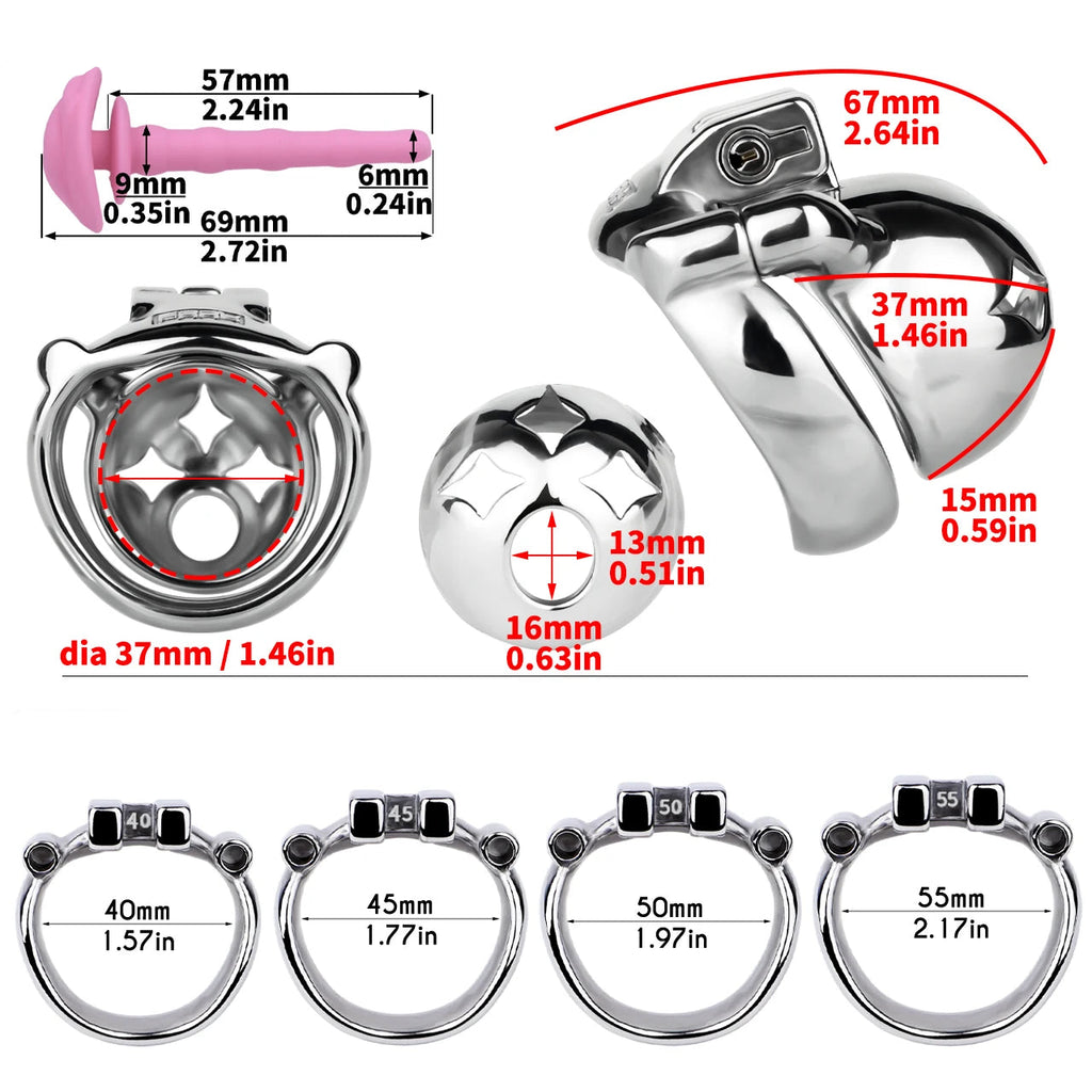 Cage de Chasteté Ourson avec Plug d'urètre et Ceinture amovibles 