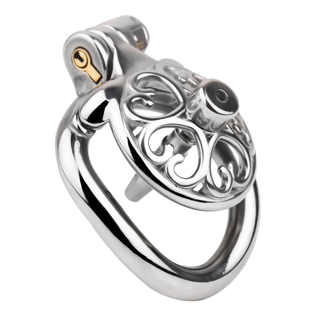Cage de chasteté rosace de coeurs avec plug uretre 