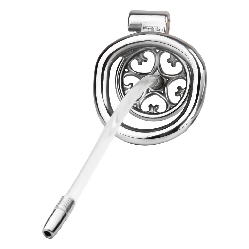 Cage de chasteté rosace de coeurs avec plug uretre 