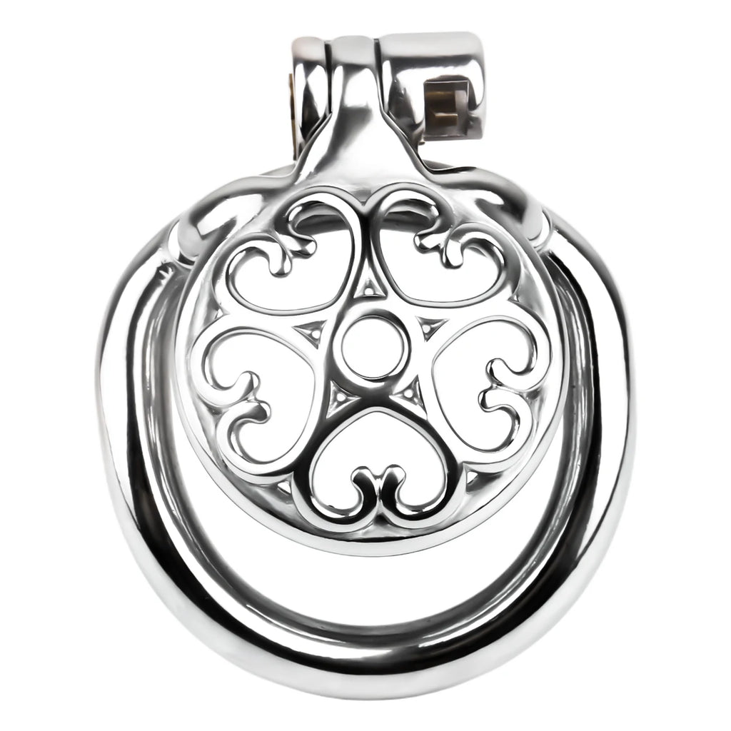Cage de chasteté rosace de coeurs avec plug uretre 