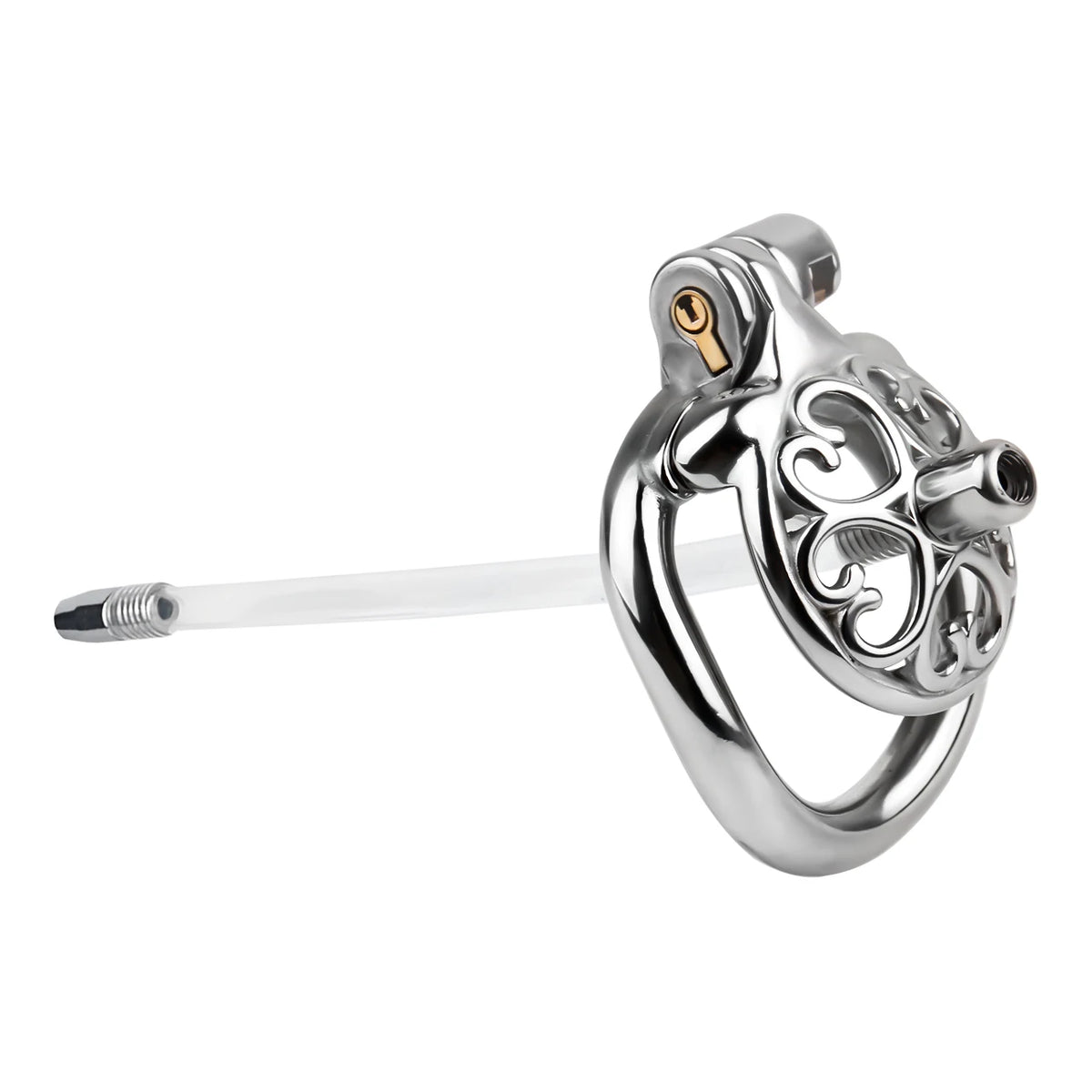 Cage de chasteté rosace de coeurs avec plug uretre 
