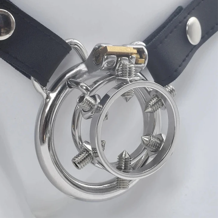 Cage de chastete 6 vis BDSM en metal avec ceinture amovible