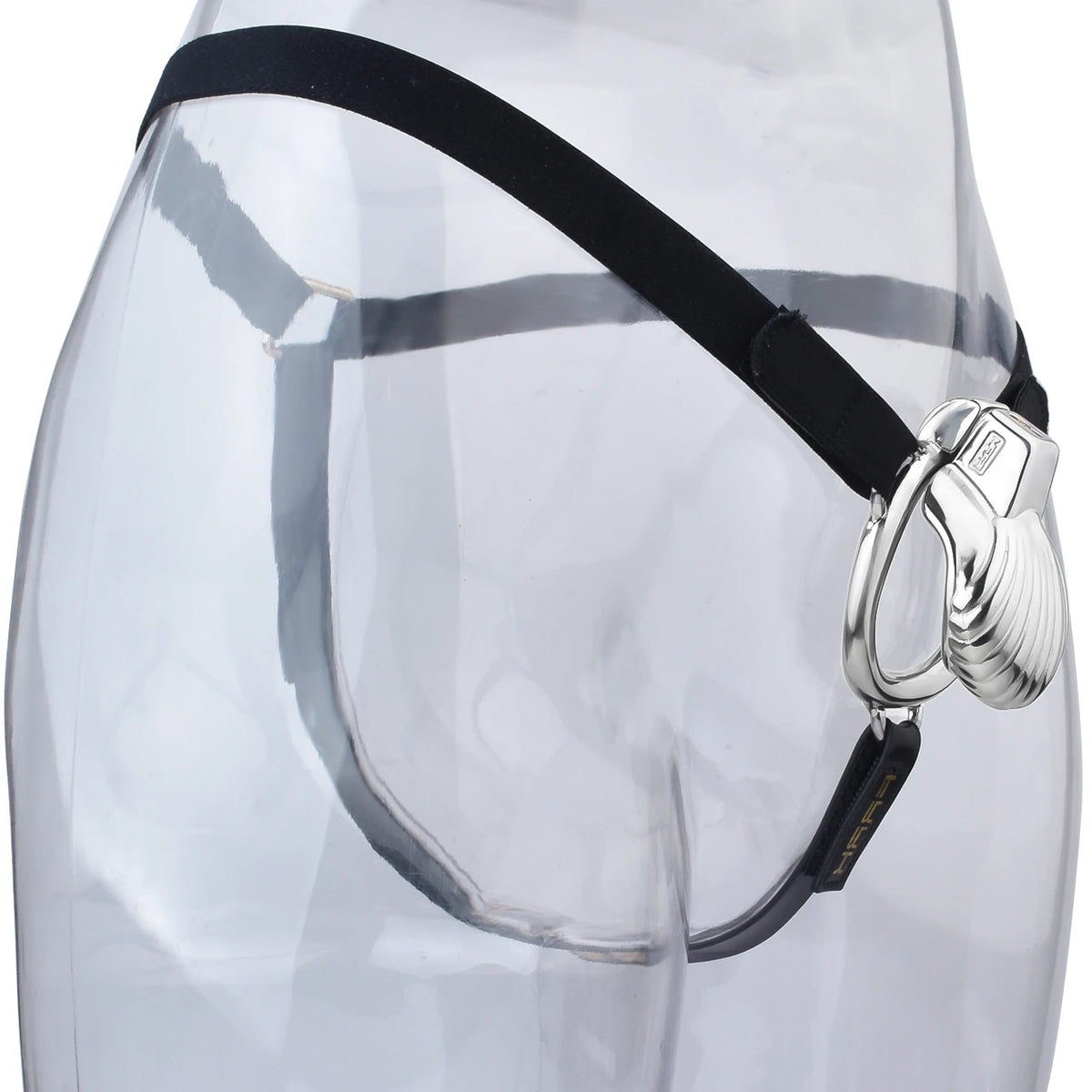 Cage de chastete coquillage argente en metal