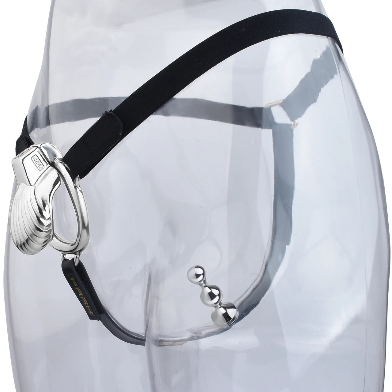 Cage de chastete coquillage argente en metal