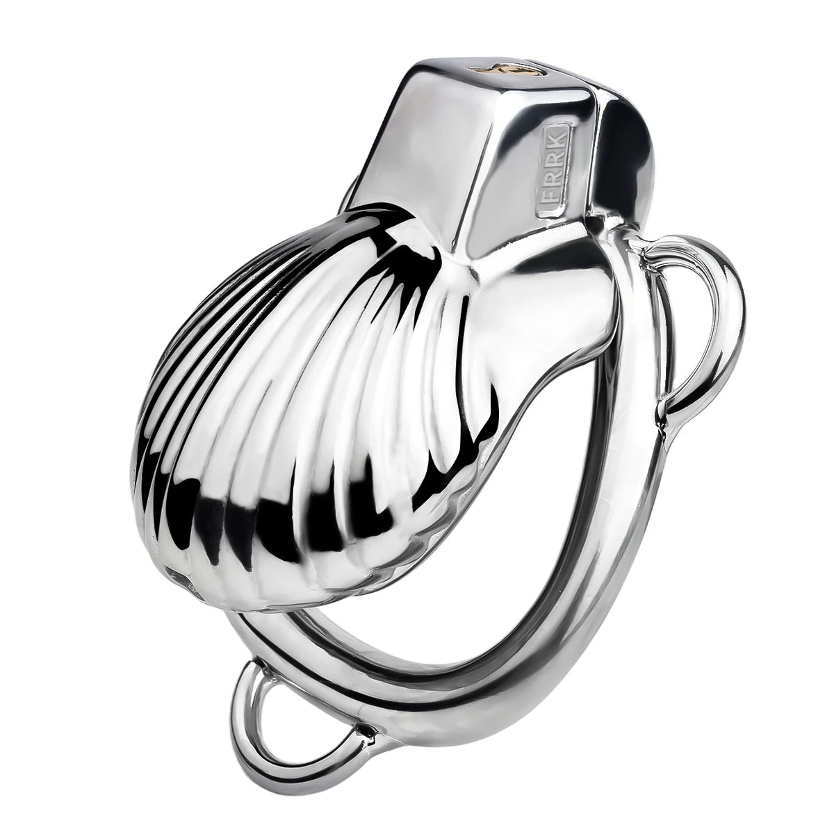 Cage de chastete coquillage argente en metal
