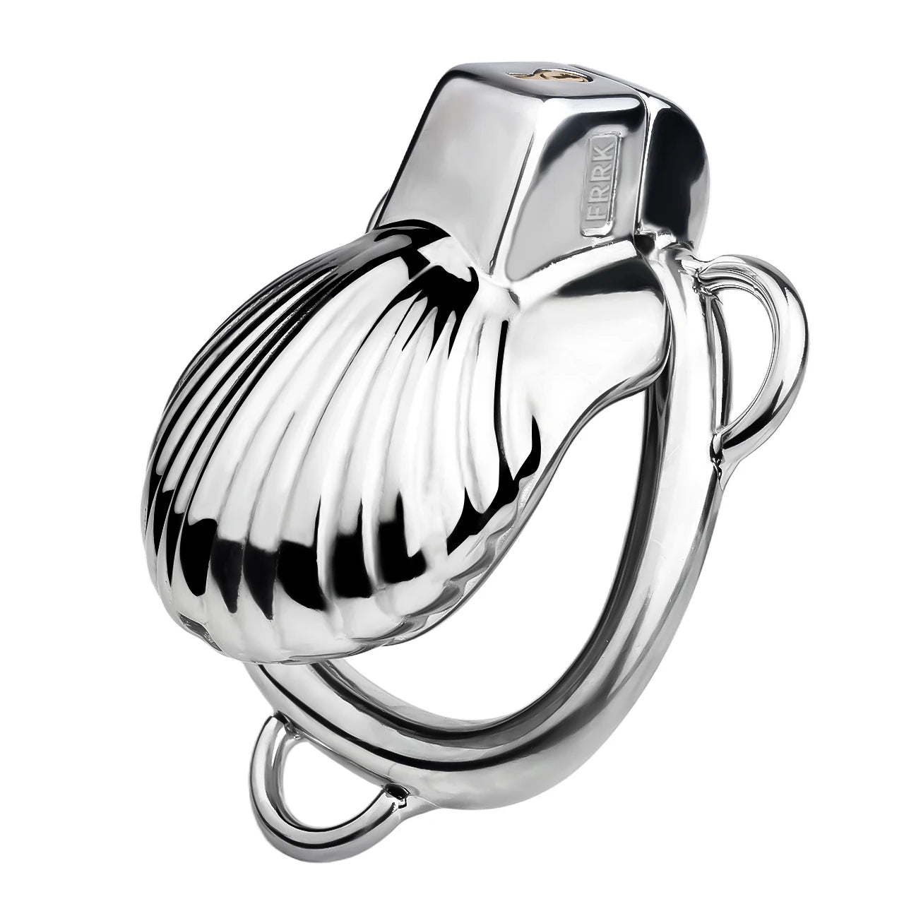 Cage de chastete coquillage argente en metal