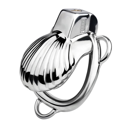 Cage de chastete coquillage argente en metal