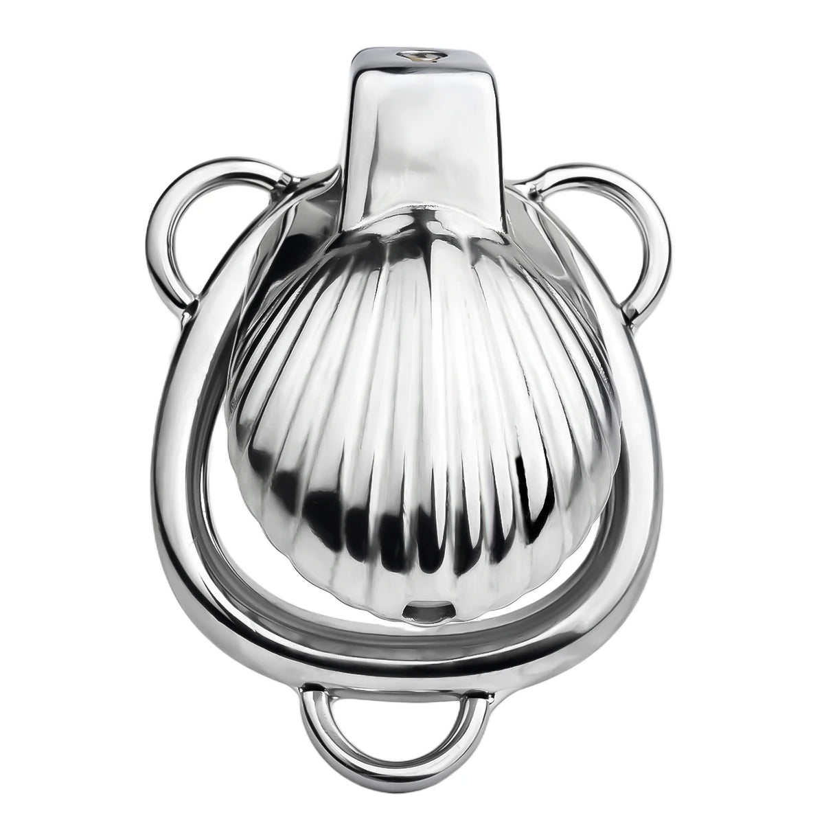 Cage de chastete coquillage argente en metal