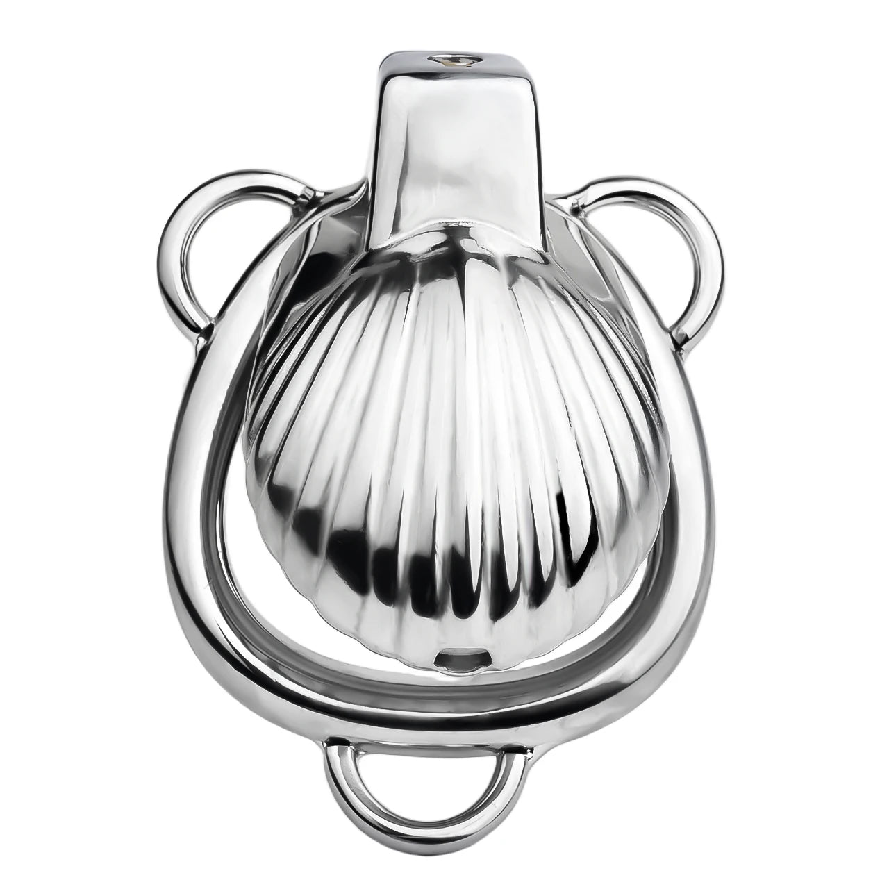 Cage de chastete coquillage argente en metal