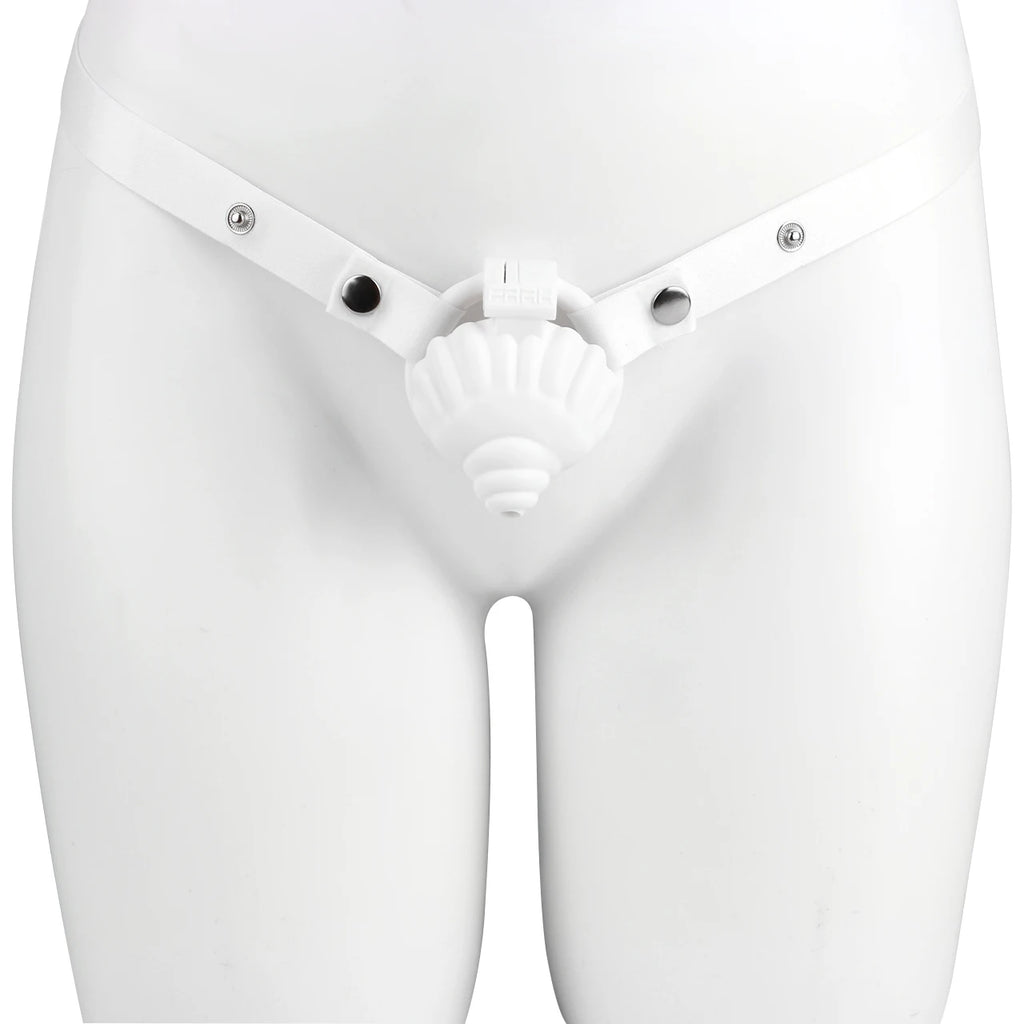 Cage de chastete coquillage en plastique blanc 