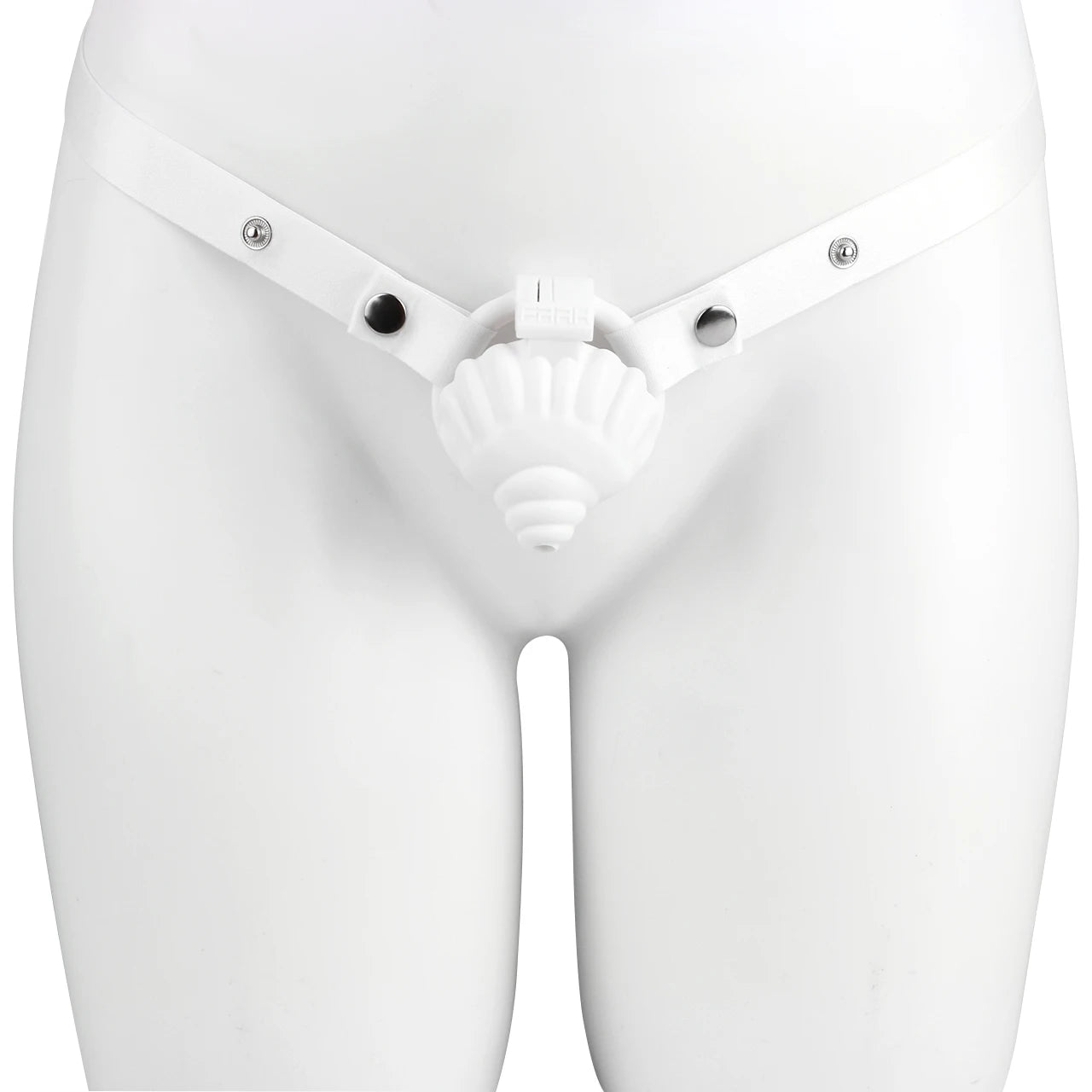 Cage de chastete coquillage en plastique blanc 