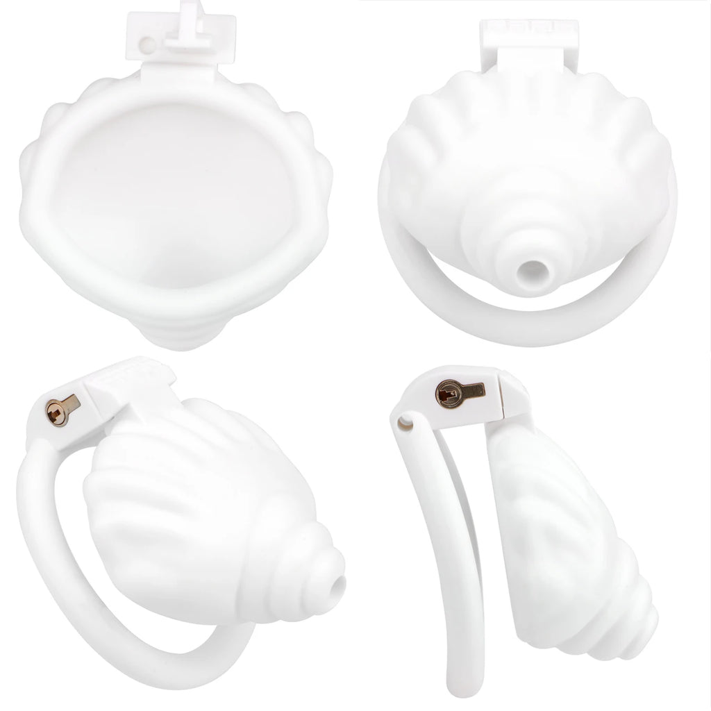 Cage de chastete coquillage en plastique blanc 