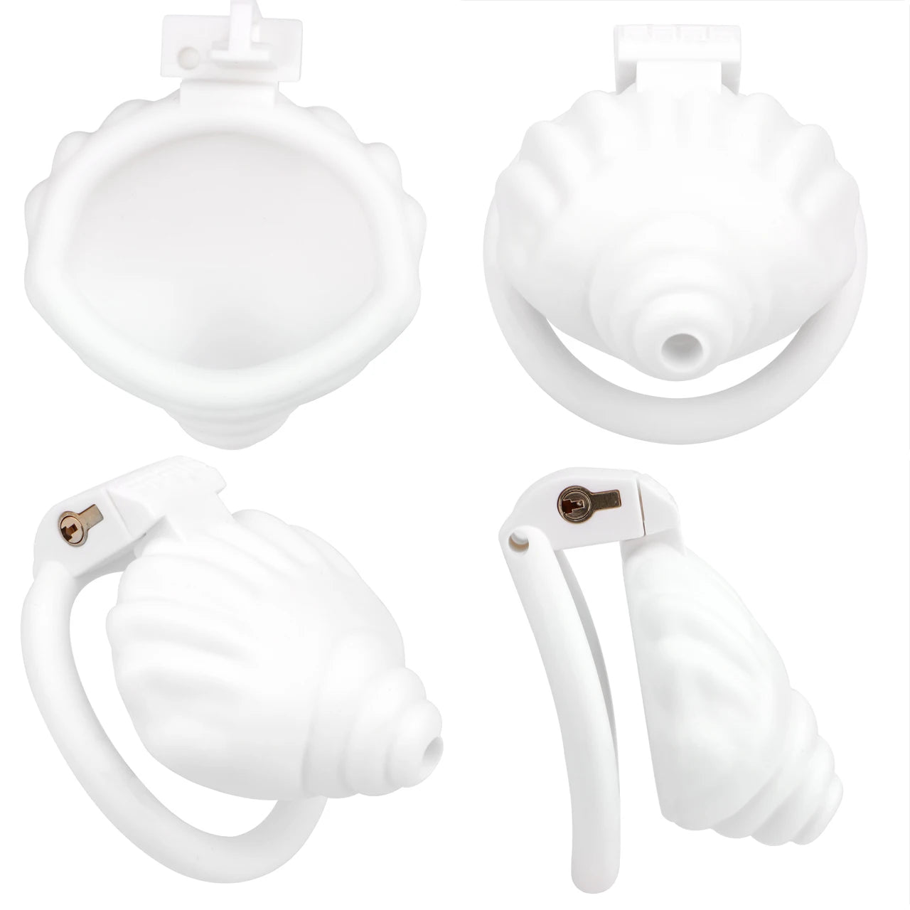Cage de chastete coquillage en plastique blanc 