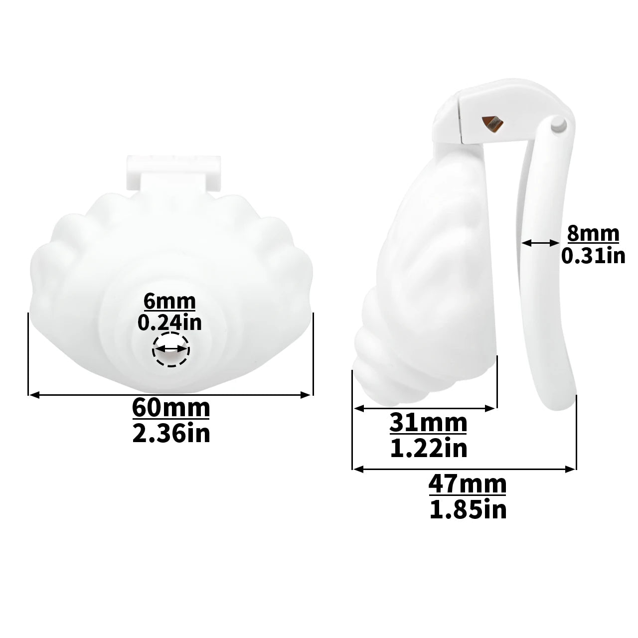 Cage de chastete coquillage en plastique blanc 