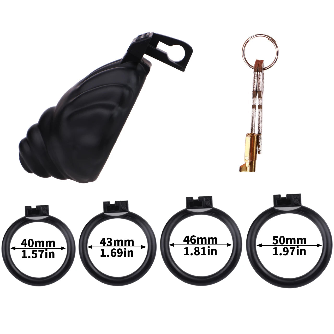 Cage de chastete coquillage en plastique noir 
