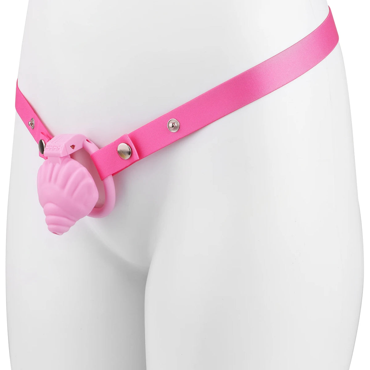 Cage de chastete coquillage en plastique rose 