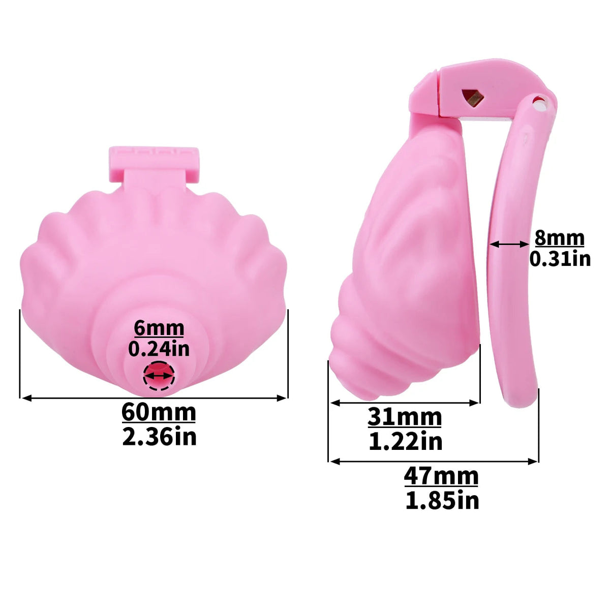 Cage de chastete coquillage en plastique rose 