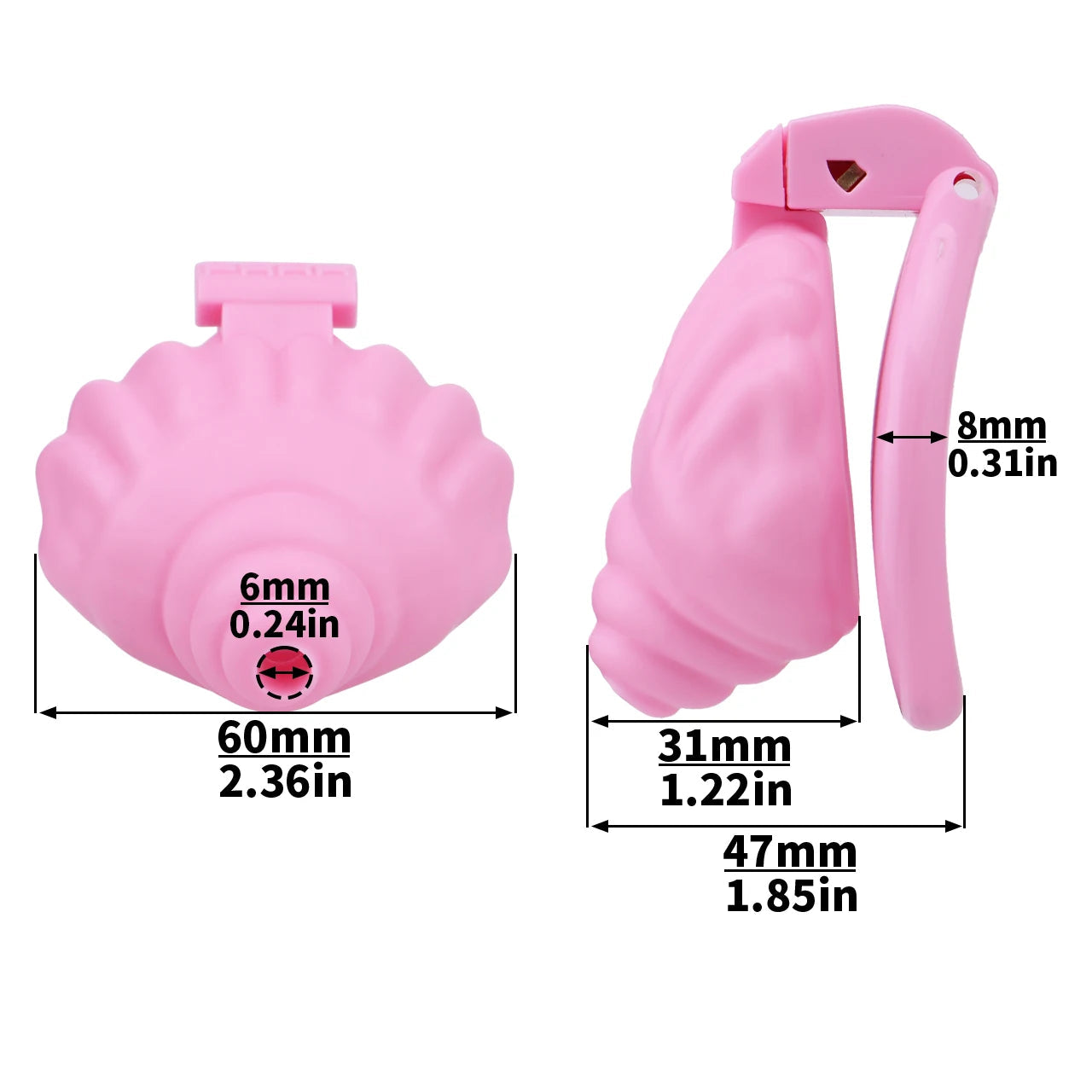 Cage de chastete coquillage en plastique rose 
