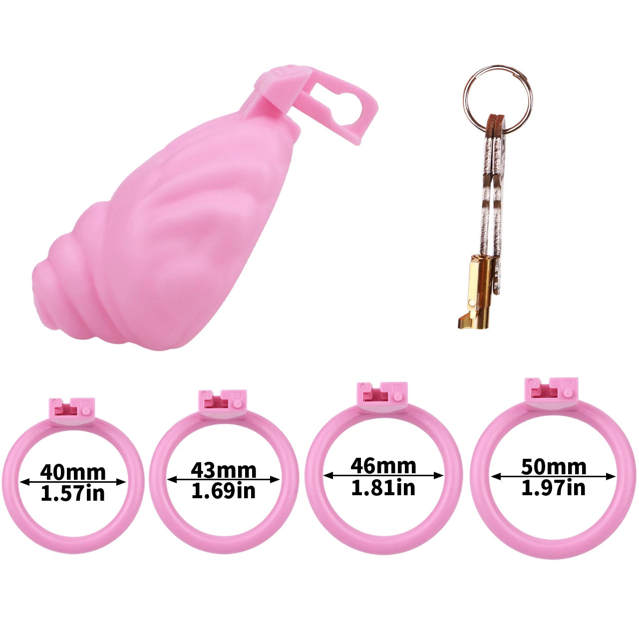 Cage de chastete coquillage en plastique rose 