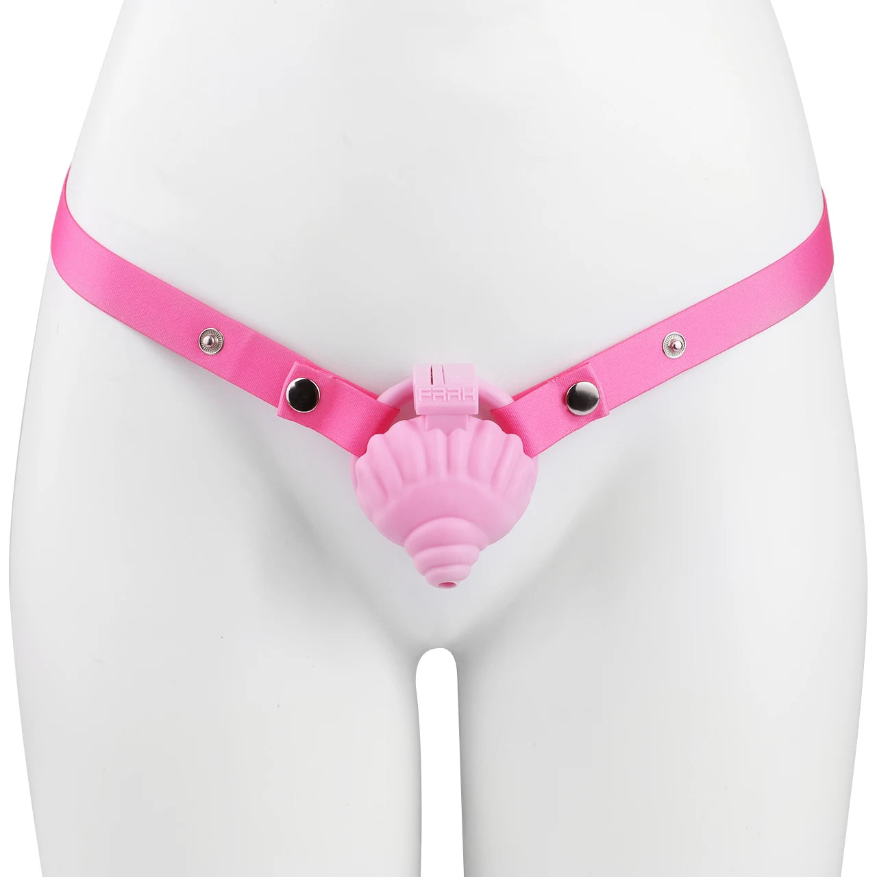 Cage de chastete coquillage en plastique rose 