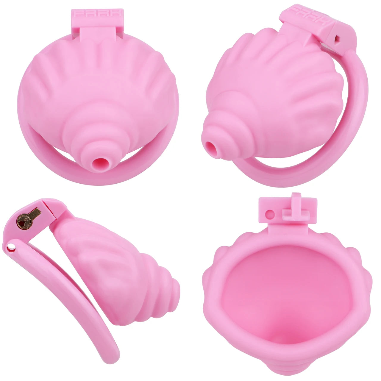 Cage de chastete coquillage en plastique rose 