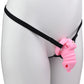 Cage de chastete cotelee en silicone rose avec ceinture 