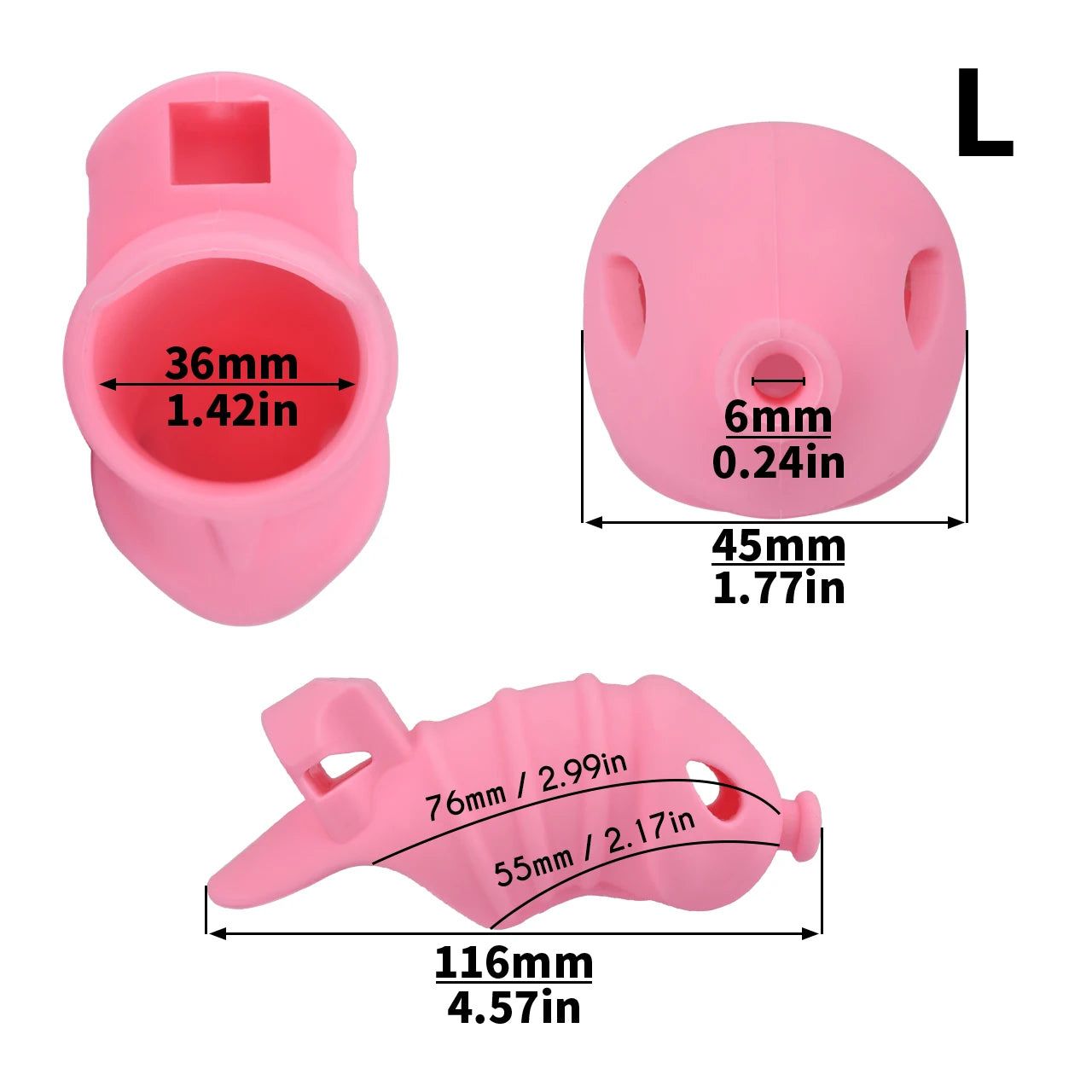 Cage de chastete cotelee en silicone rose taille