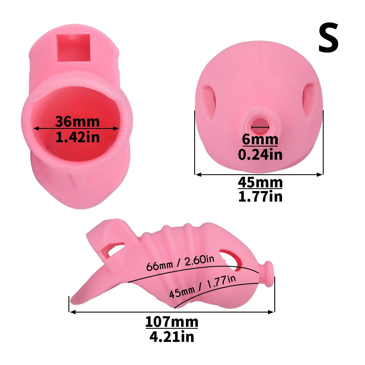 Cage de chastete cotelee en silicone rose taille