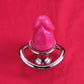 Cage de chasteté inversée en métal avec gode en silicone coloré amovible