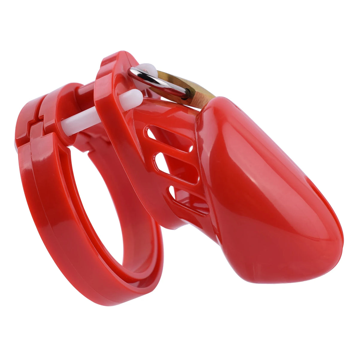 petite cage de chastete en plastique rouge