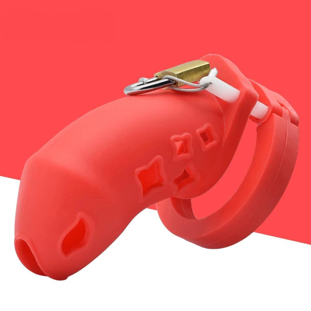 Cage de chastete en silicone rouge
