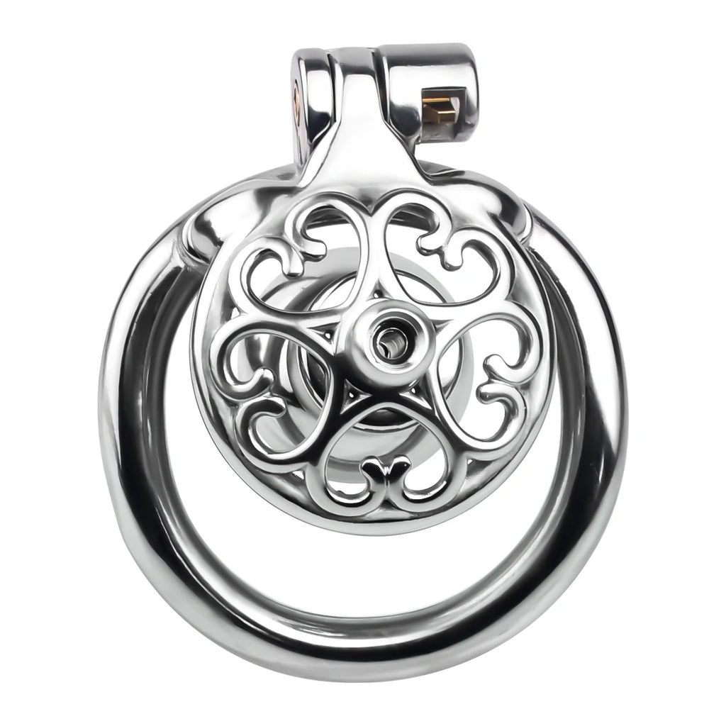 Cage de chastete inversee rosace de coeurs en metal 