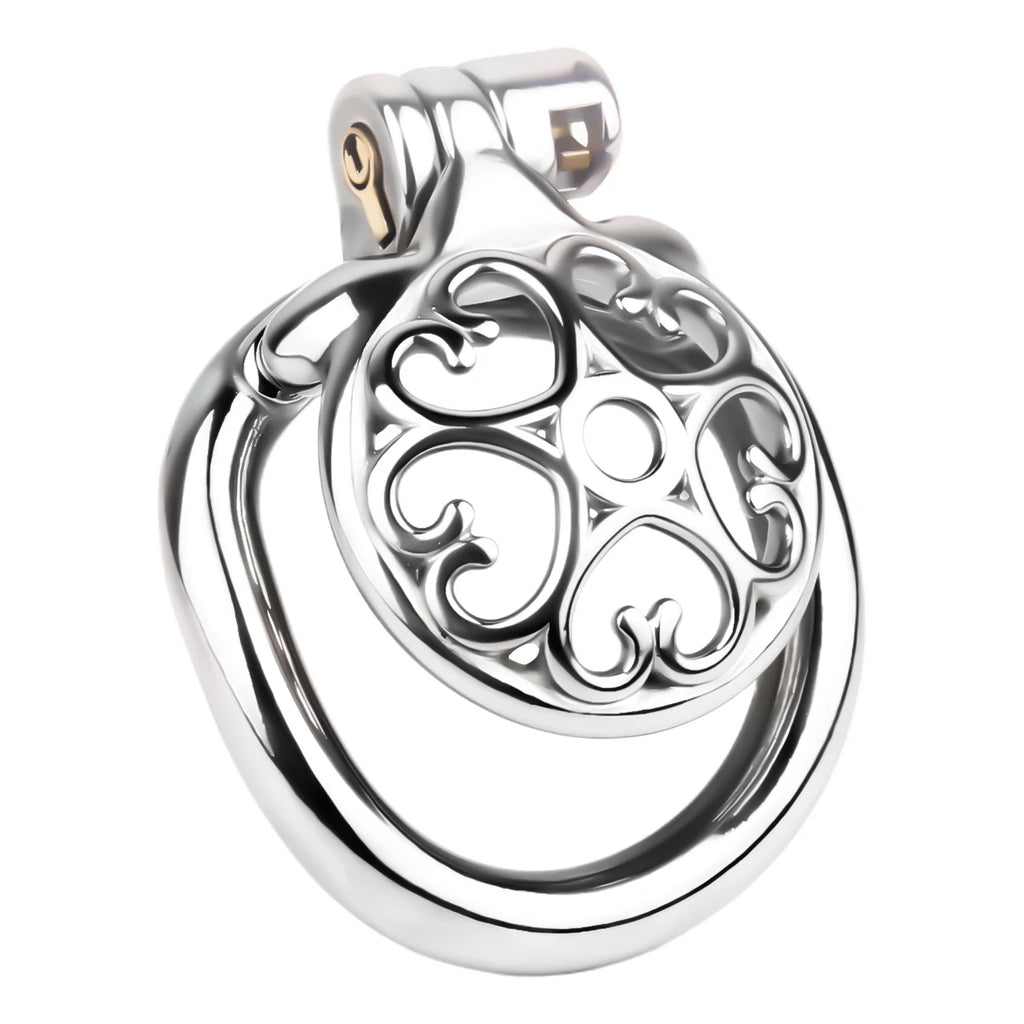 Cage de chastete inversee rosace de coeurs en metal 