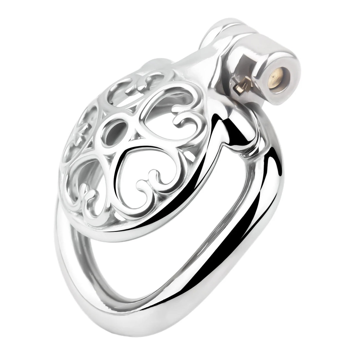 Cage de chastete inversee rosace de coeurs en metal 