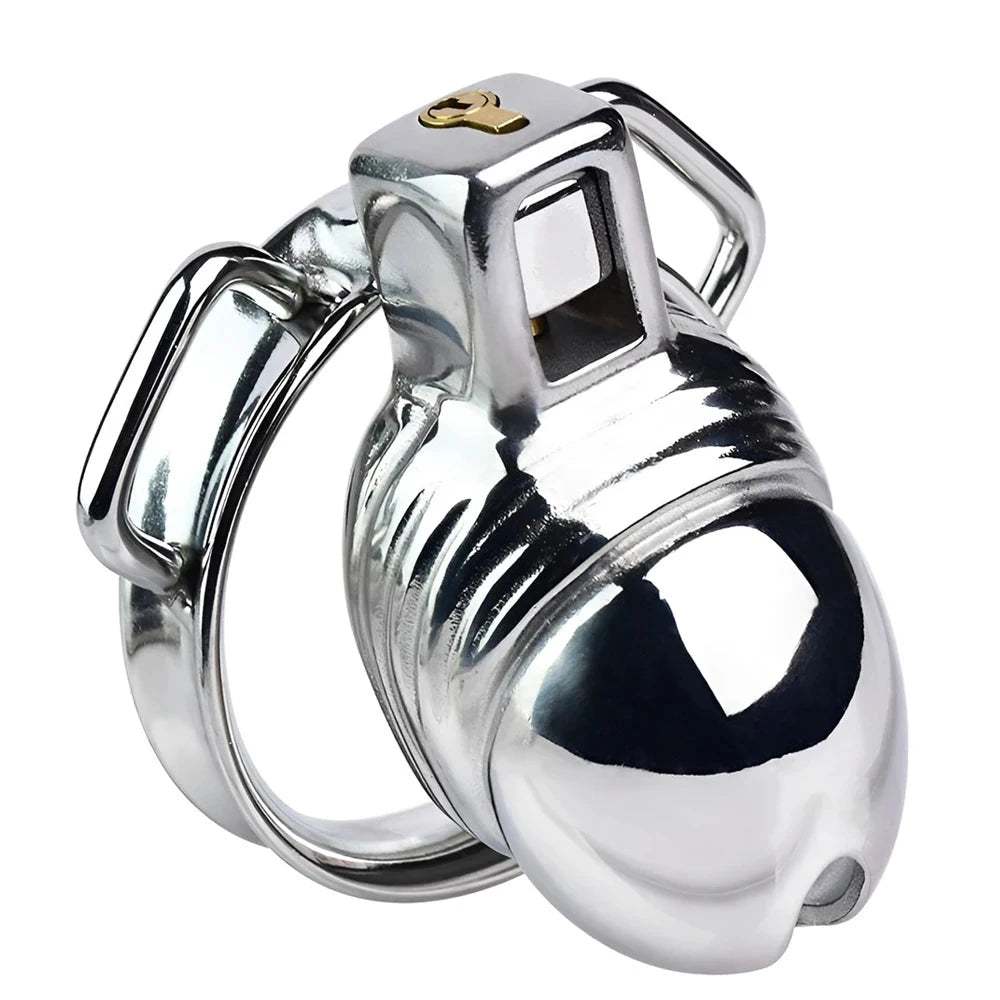 Cage de chastete micro penis en métal avec ceinture amovible