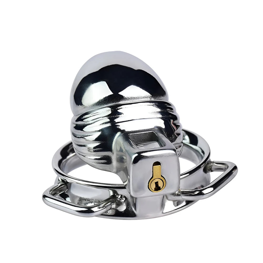 Cage de chastete micro penis en métal avec ceinture amovible