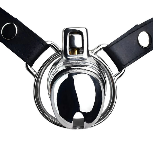 Cage de chastete micro penis en metal avec ceinture amovible avec ceinture
