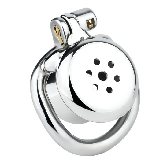 Cage de chastete negative champignon en metal avec ceinture 