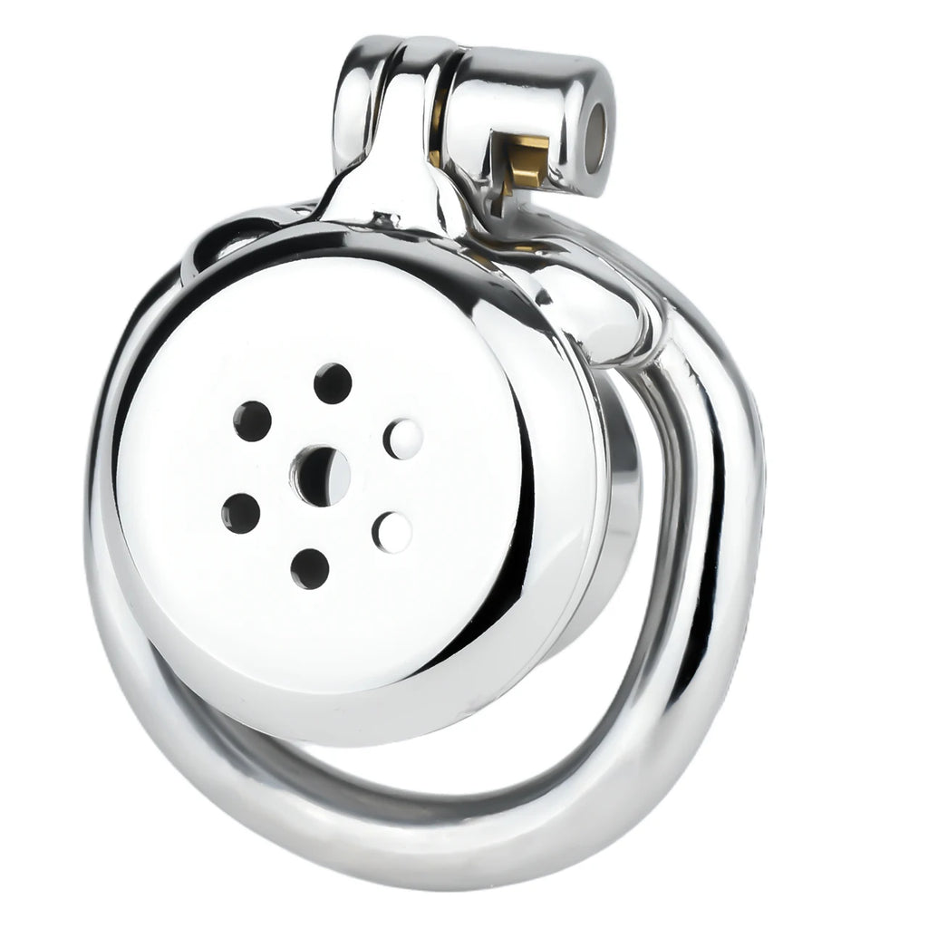 Cage de chastete negative champignon en metal avec ceinture 